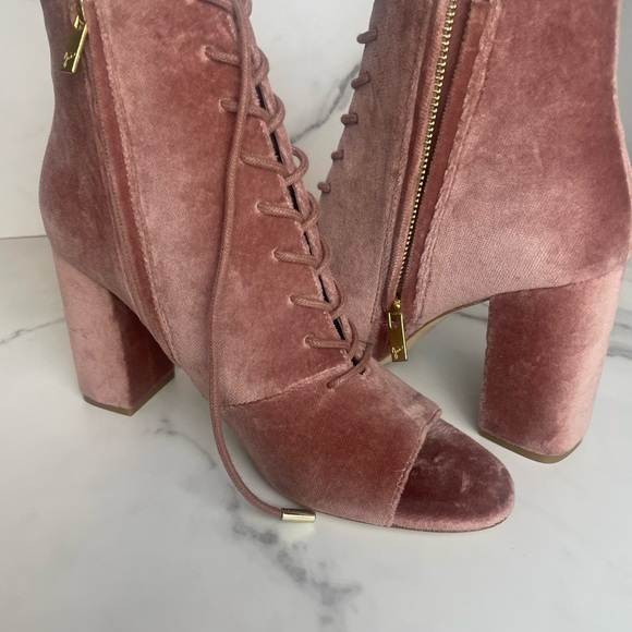 JOIE lakia blush velvet peep toe lace up boots sz 39 Womens New no box Victorian - Picture 3 of 7